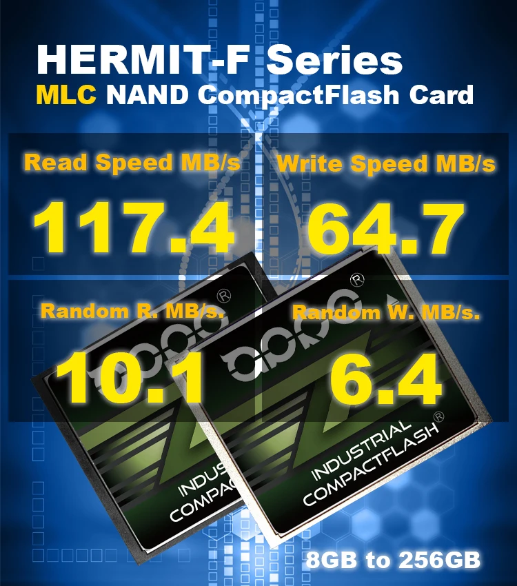 APRO High Random Write MLC 8GB to 256GB HERMIT-F Series Industrial CompactFlash CF Card for Embedded Touch Panel POS laptop PC - ANKUX.COM
