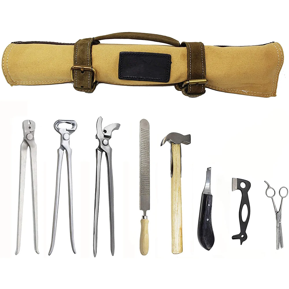 Rustark Kit Professionale 5 Pezzi Per Cura Zoccoli Cavalli, Con Pinza, Cesoie, Raspa E Spazzola