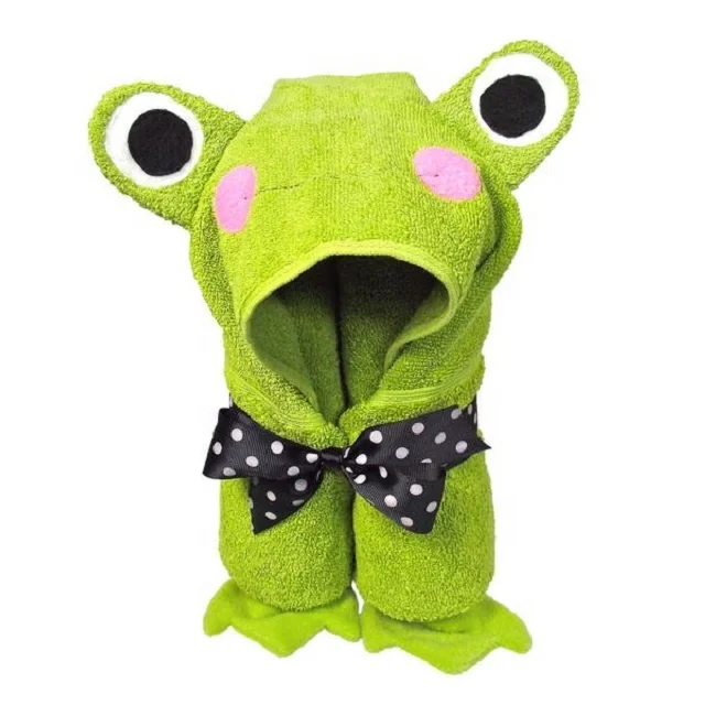 Bright Green Color Frog Face Hooded New Born Baby And Toddler Towels Buy Baby Bath Towels