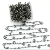 Pyrite Gemstone 4 MM Beaded Rosary Chain 925 Sterling Silver Beaded Necklace Chain Handmade Bulk Jewelry Making Chain