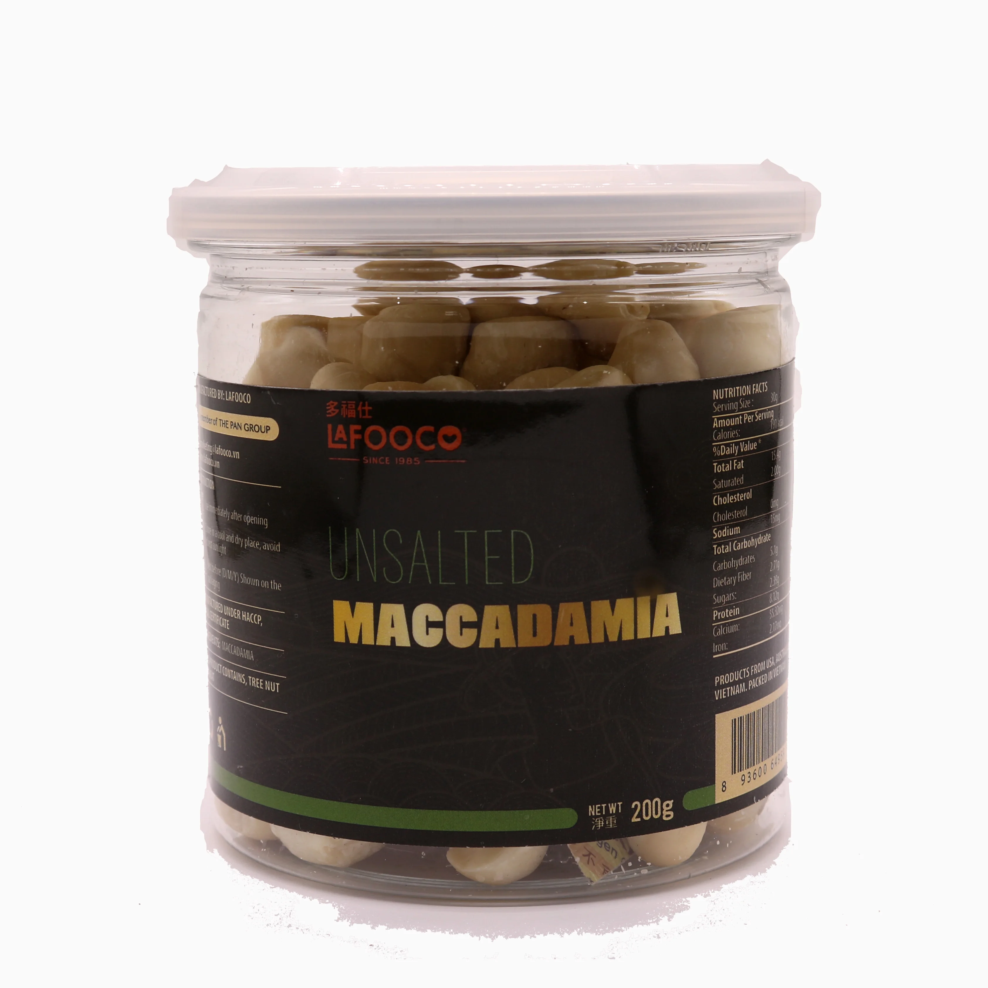 Unsalted Maccadamia Nuts 200g Style Packaging Raw Origin Natural