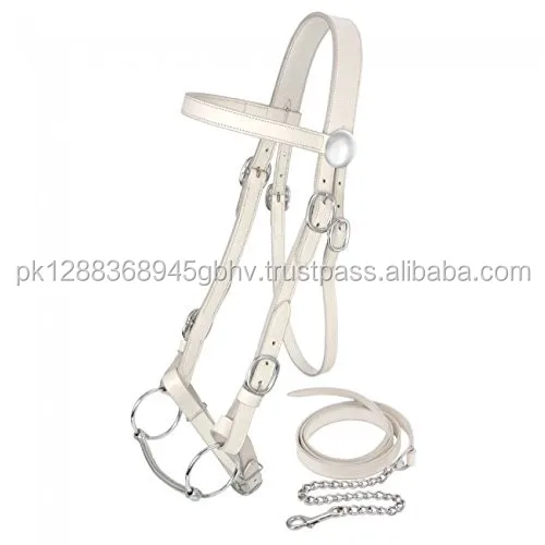 Adjustable White Leather Double Stitched Draft Horse Show Bridle Buy