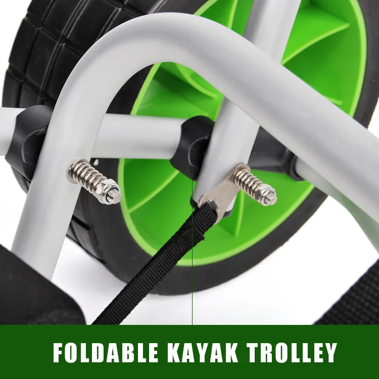 Kayak Trolley Foldable Aluminum Frame 10" Green Beach Wheel Kayak Cart