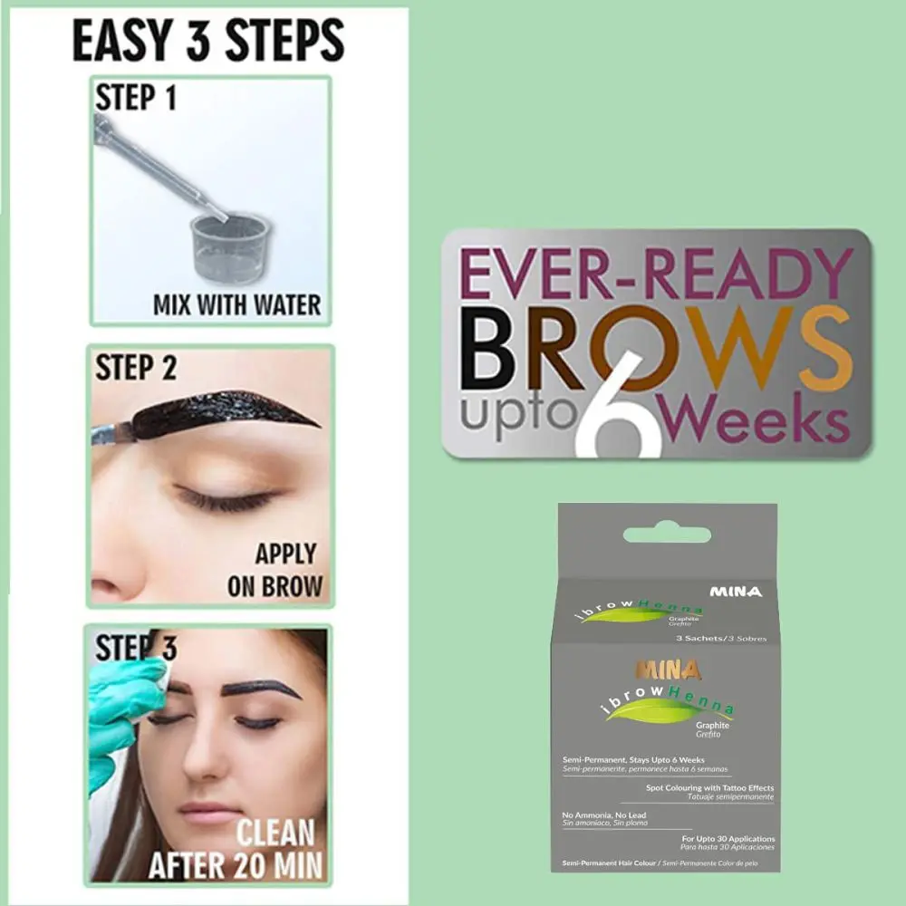 Mina Eyebrow Henna Long Lasting Natural Spot Coloring And Hair Tinting