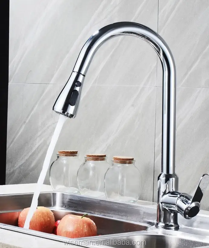 Antique Classic Style Single Handle Chrome Kitchen Faucet With Pull Out ...