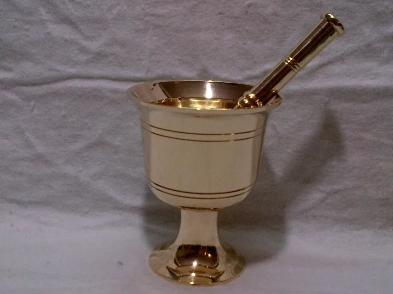 Antique Brass Mortar And Pestle For Grinding Herbs Spices Making