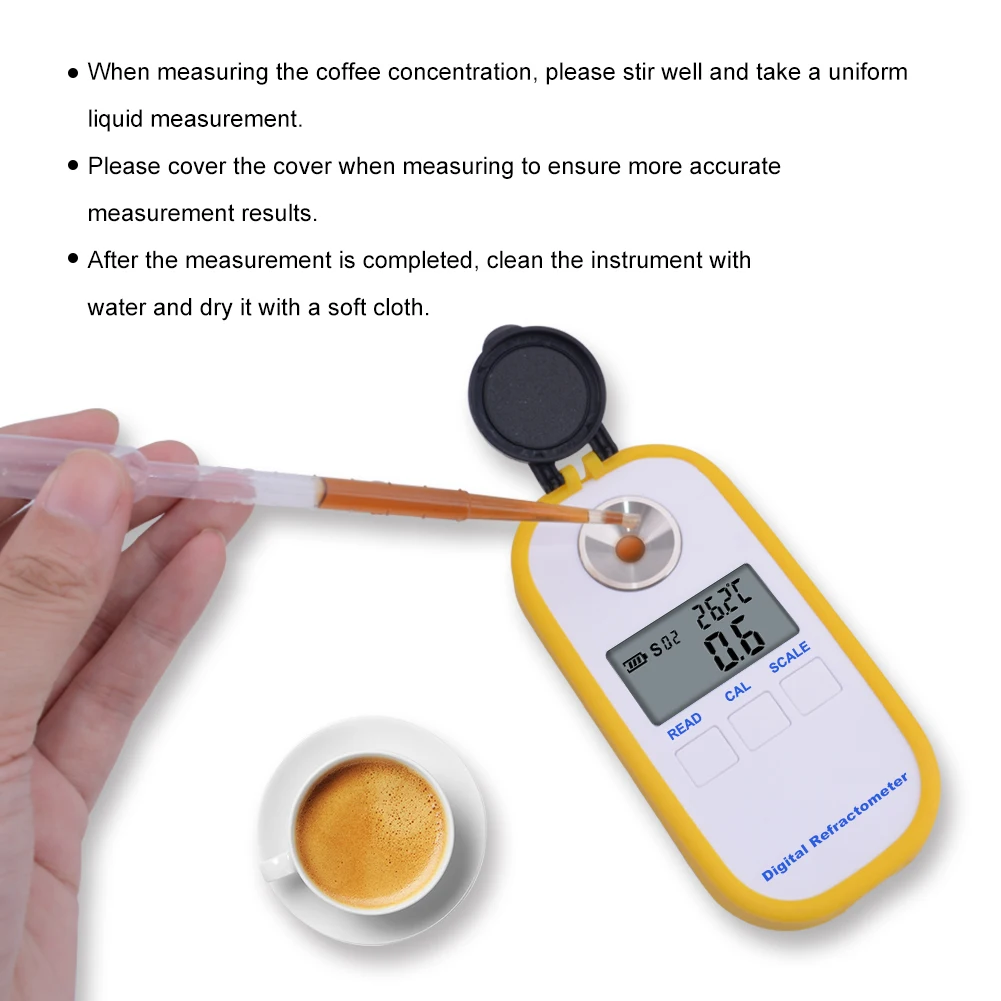 Yieryi 0-30% Brix Coffee Sugar Meter TDS 0-25% Concentration Refractometer Digital Portable Electronic Refractometer