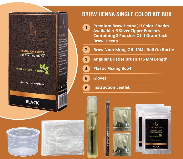 Henna In India Browdlite Natural Eyebrow Henna Brows Kit 15 Colours