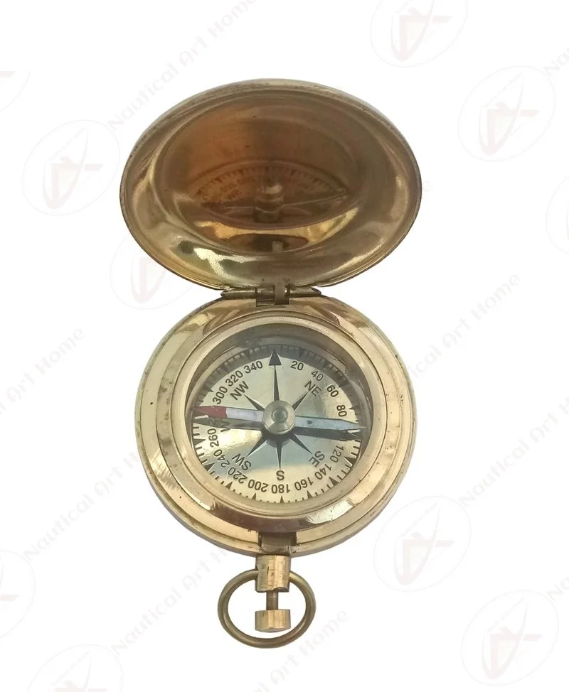 Brass Compass Nautical Compass Pocket Brass Push Button Compass