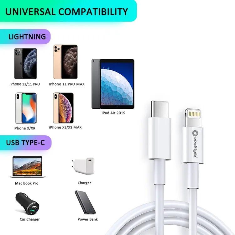 wholesale on stock charging cable cell phone accessories 9V PD USB C type fast charge phone cable