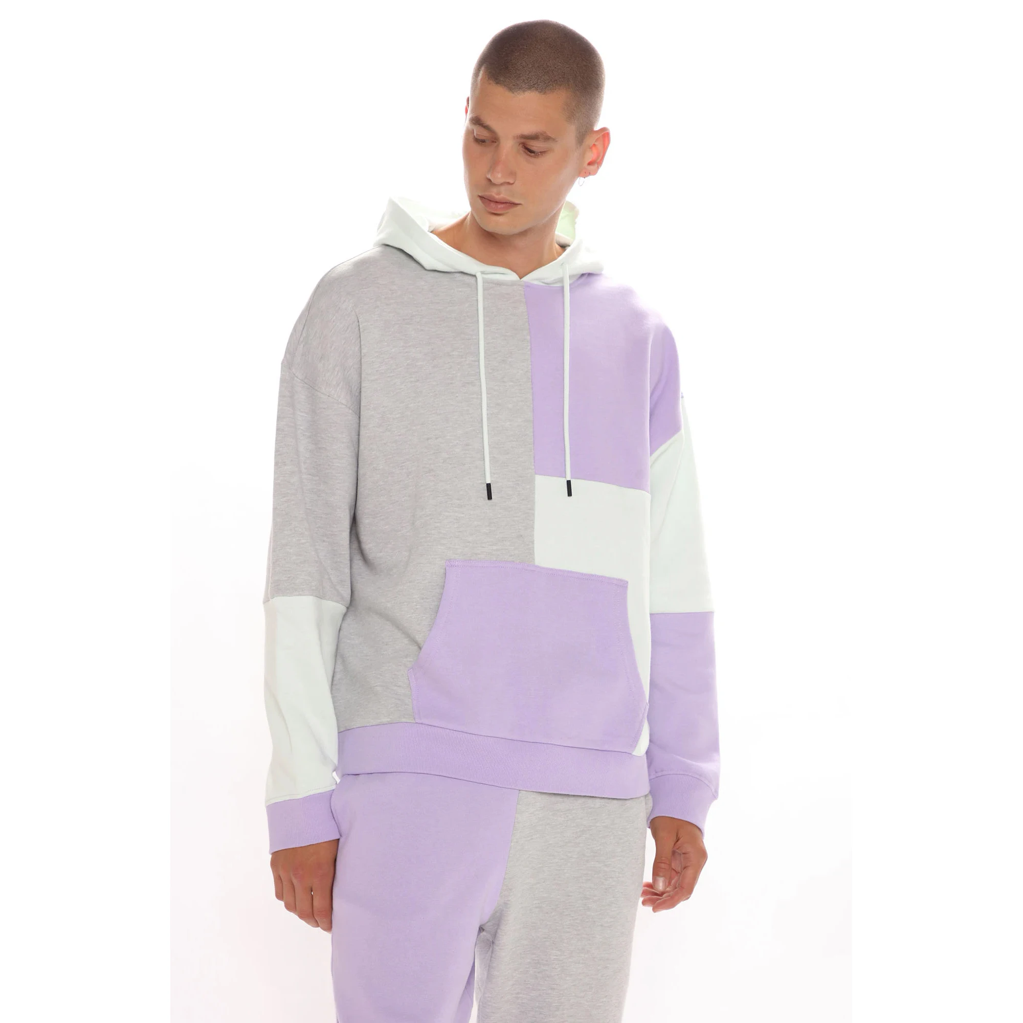purple moletom com capuz and joggers