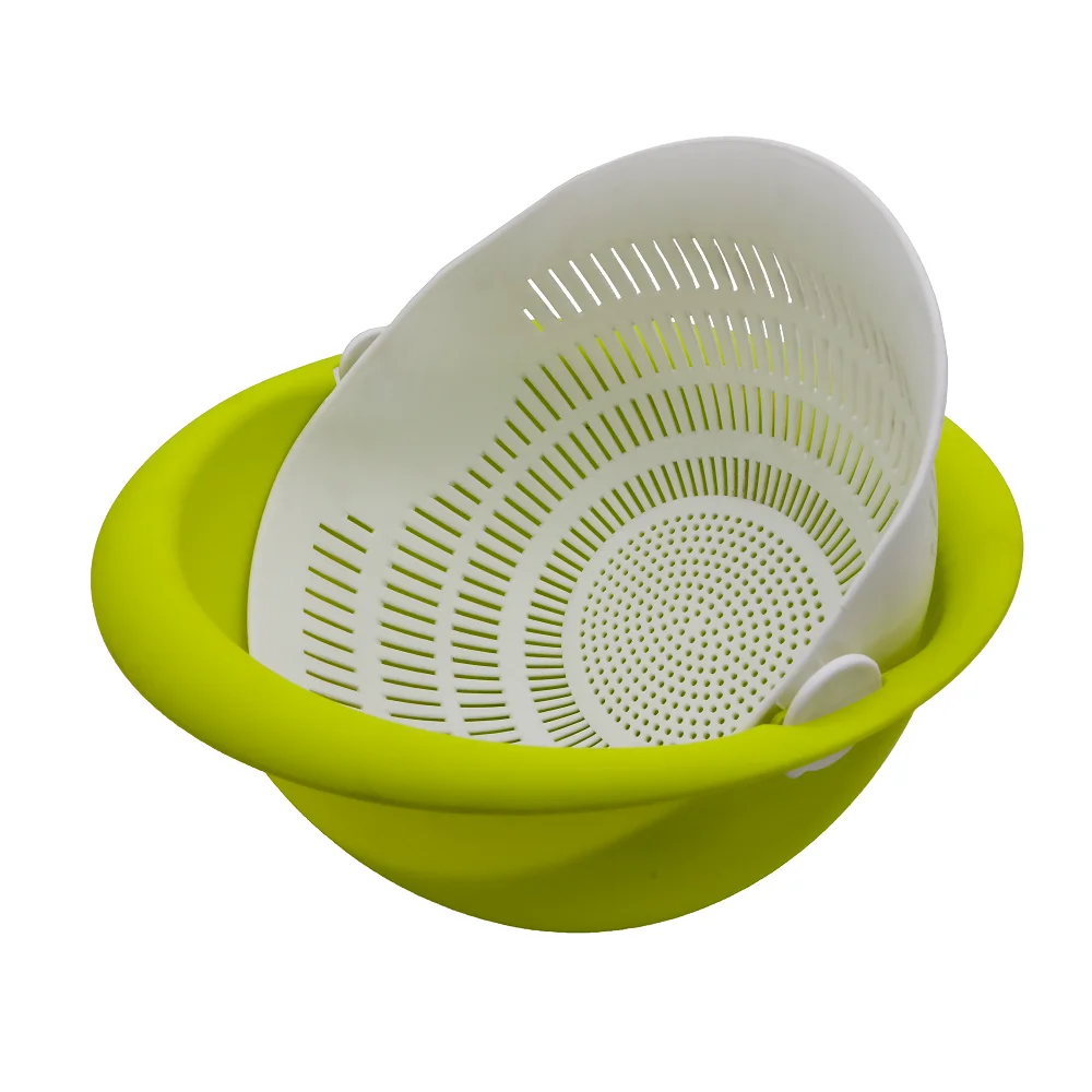 Plastic Drain Basket Fruit Vegetable Washing Bowl Household Kitchen 