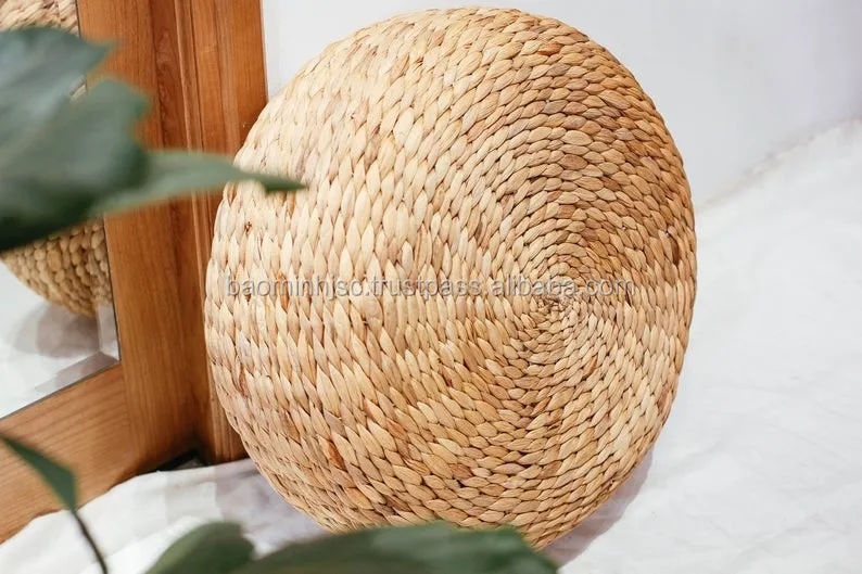 Photo inspiration: Braided Hand Woven Natural Water Hyacinth Round Cushion Ottoman Photo Inspiration
