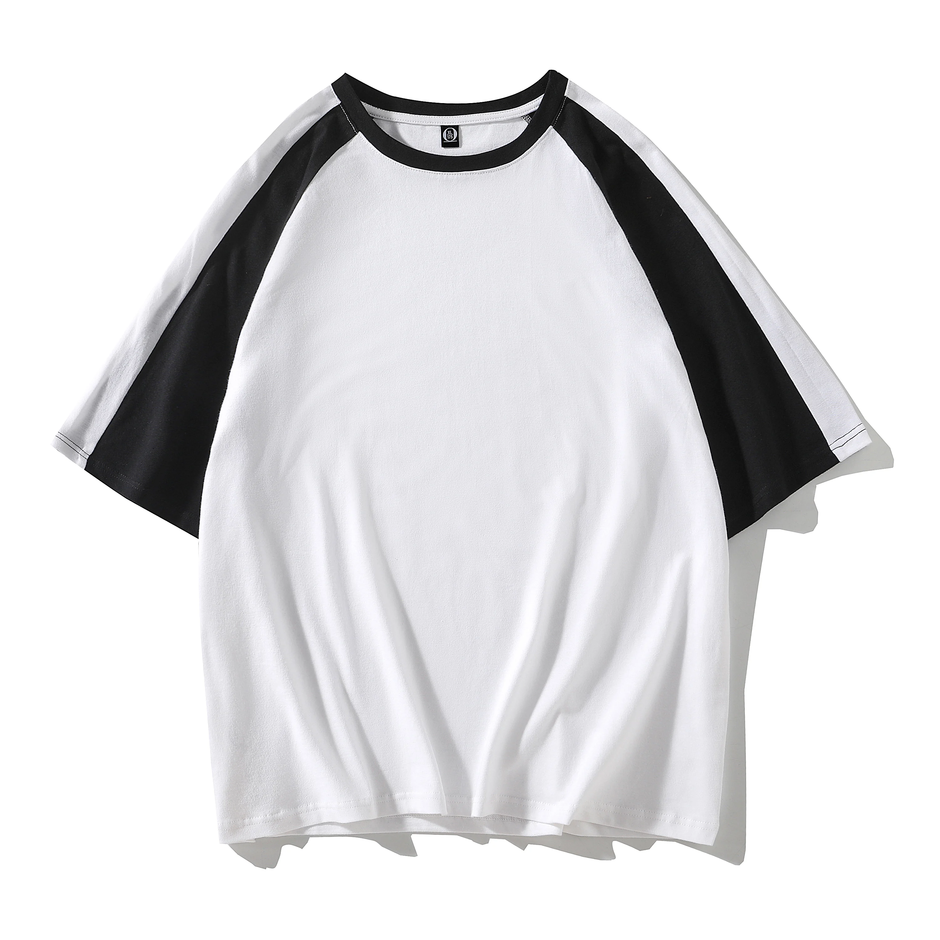 
Hip-hop style street drop shoulder half sleeve color matching 100% cotton T-shirt unisex 