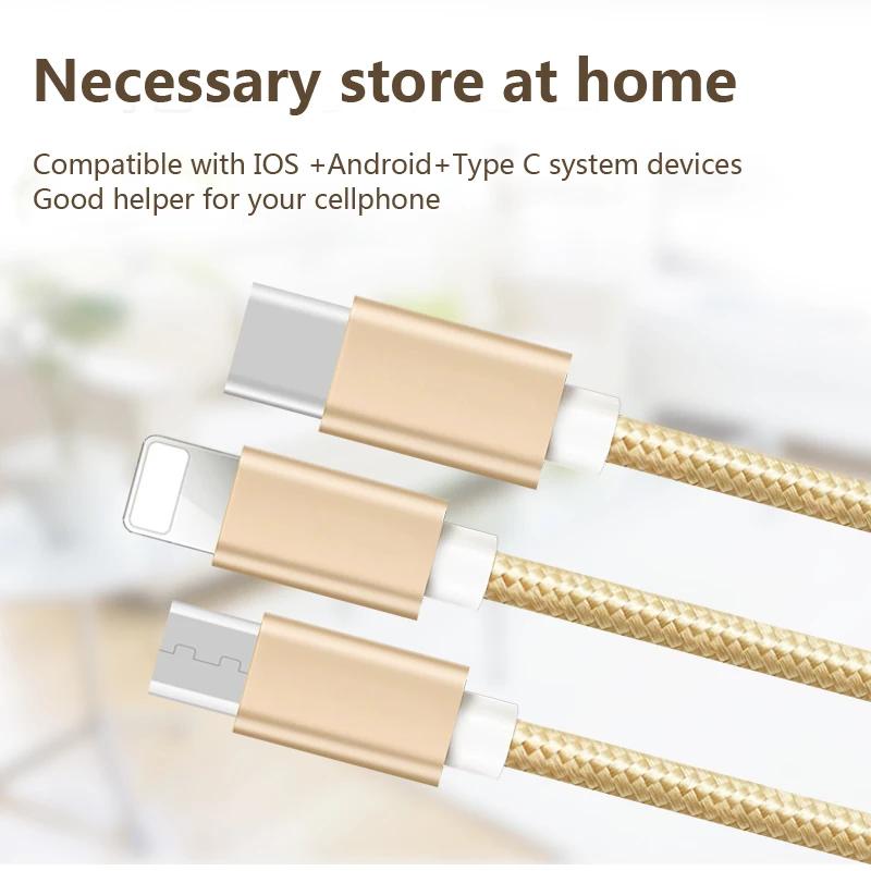 New arrival OEM micro usb data charging cable mobile phone magnetic 3 in 1 data charging cable - ANKUX.COM