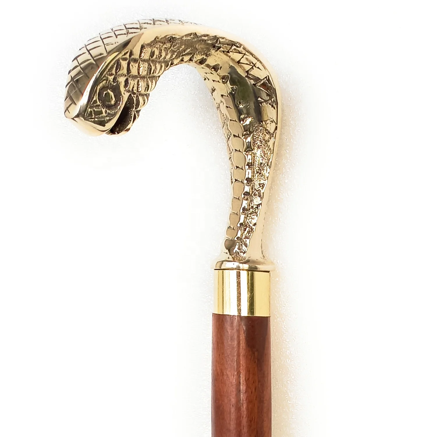 Antique Brass Long Knob Design Handle Wood Walking Stick Vintage Walking Cane 