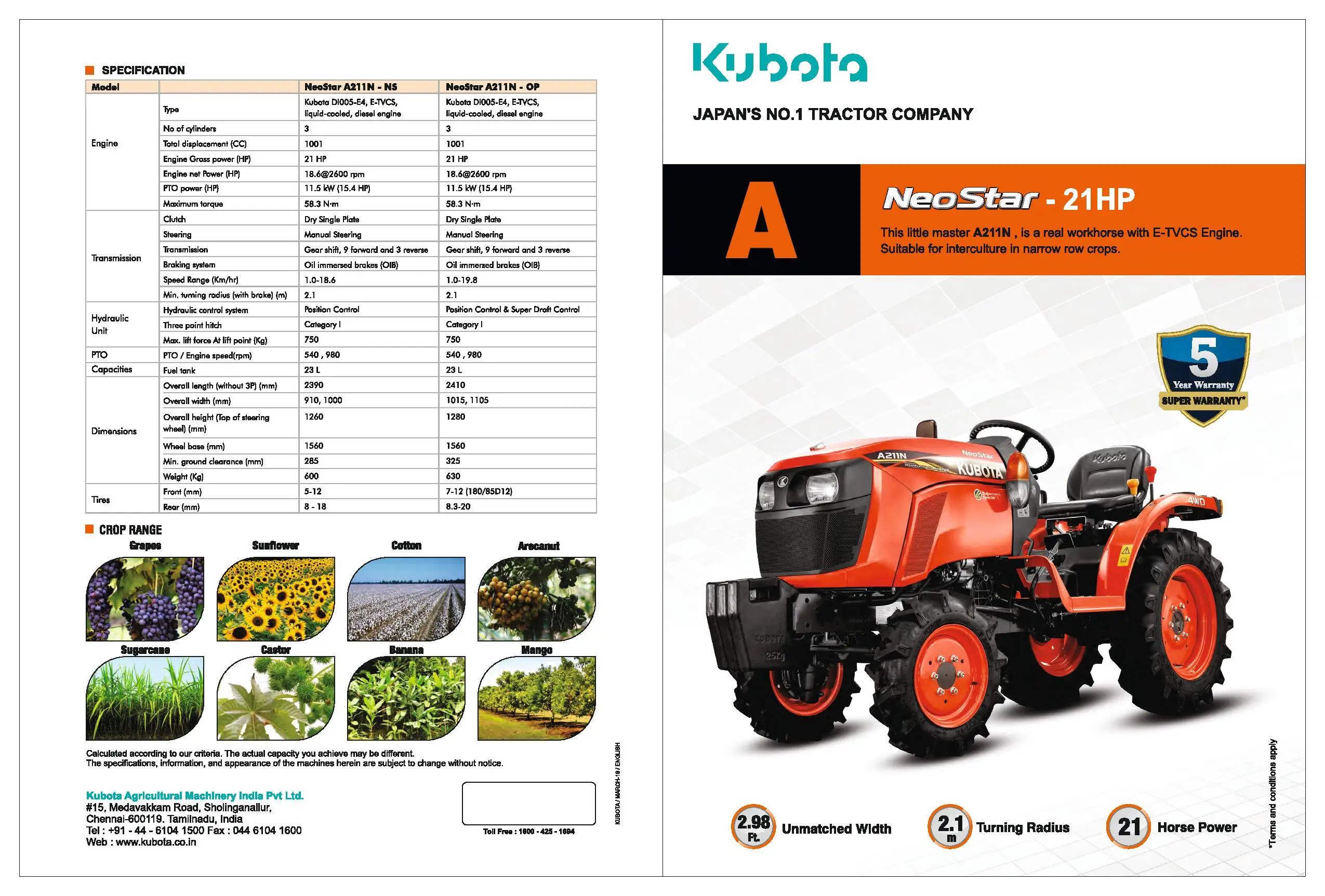 Best Kubota Tractor With 21hp Engine 4 Wheel Tractor Available At Best