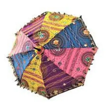Indian Handmade Rajasthani Umbrellas Embriodery Decorative Large Garden Parasols 