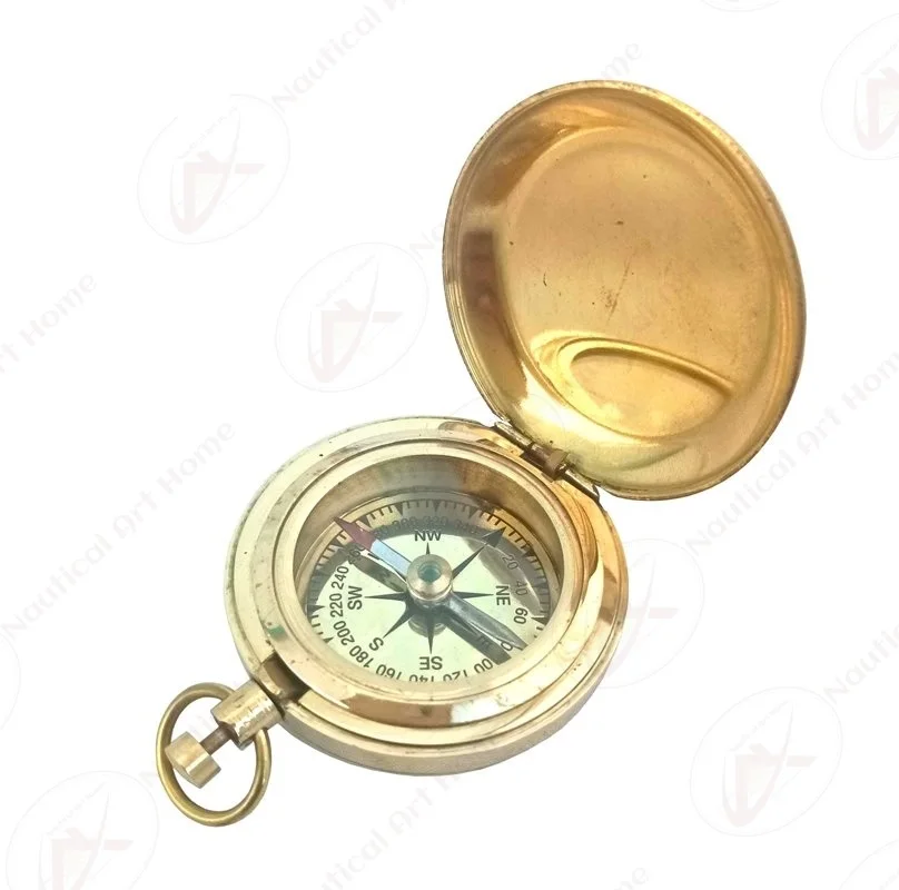 Brass Compass Nautical Compass Pocket Brass Push Button Compass