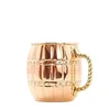 Copper Bear mug with round hammered Design and brass handle polished