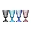 New design blue gray pink unique shape drinking reusable coffee tea juice water cup glass goblet wine 310ml glass cup