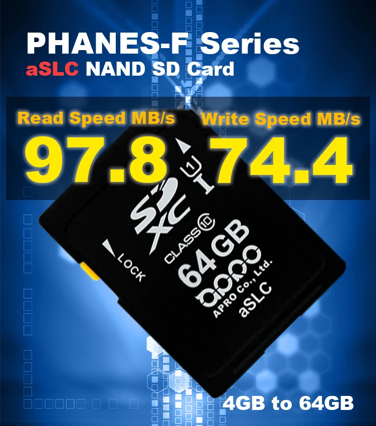 APRO High Performance aSLC 4GB to 64GB PHANES F Series Industrial Secure Digital (SD) Card for Handheld Device Medical equipment - ANKUX.COM