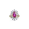 Natural pink ruby gemstone gold jewelry diamond baguette cut prong ring for women