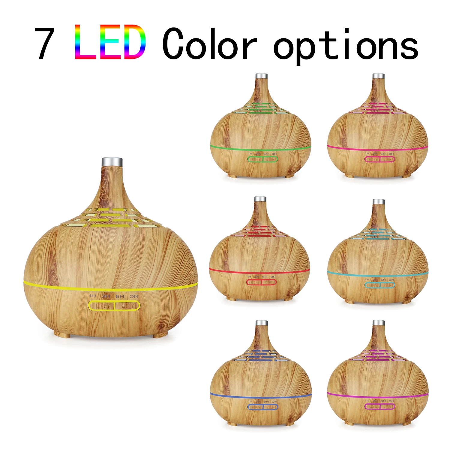 400ml Wood Grain Ultrasonic Cool Mist Humidifier, Diffuser for essential oils, 7 Color LED Lights aroma oil diffuser