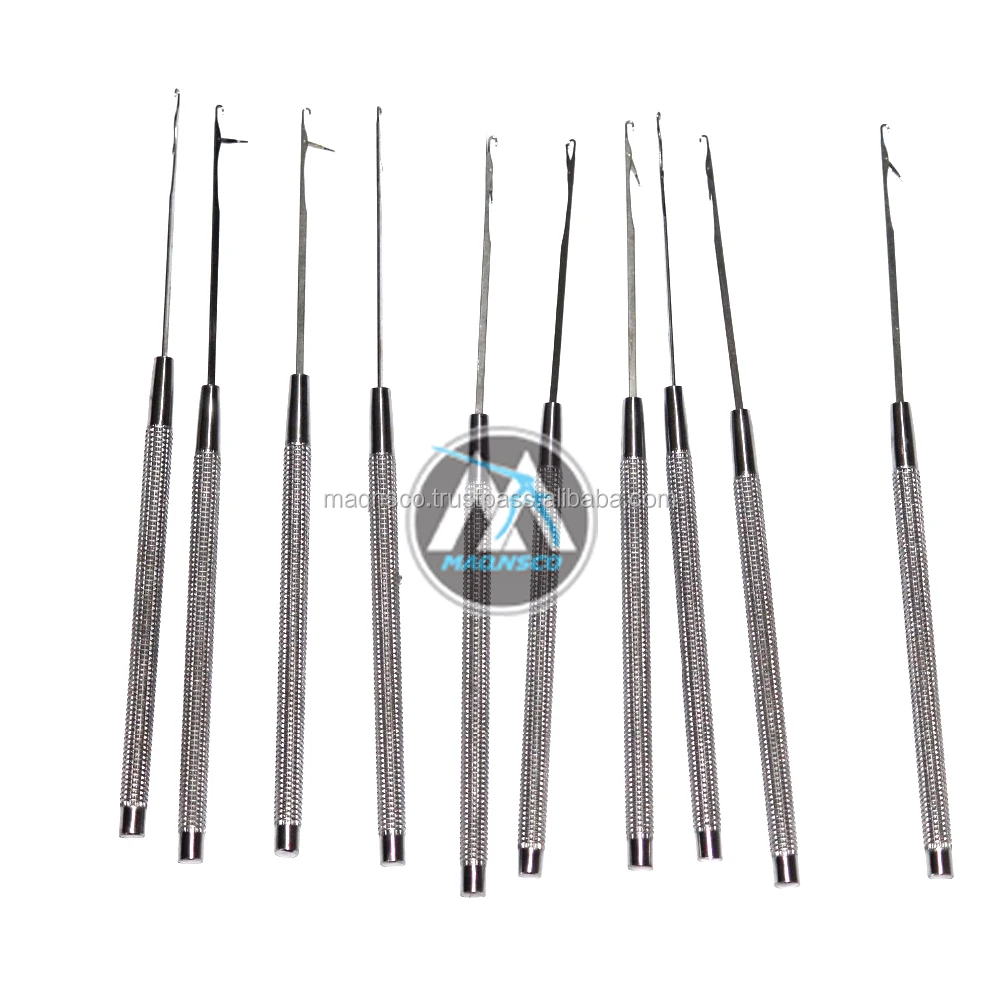 Professional Hair Extension Puling Needles Set Of 10 Pcs With Grooved Handle 6inches Long