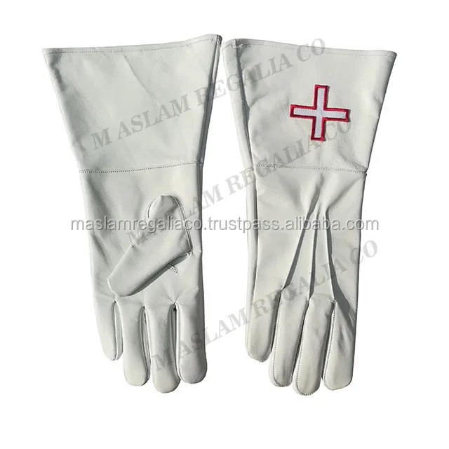 St Thomas White Leather Gauntlets Gloves - Buy Masonic Kt Thomas Gloves ...