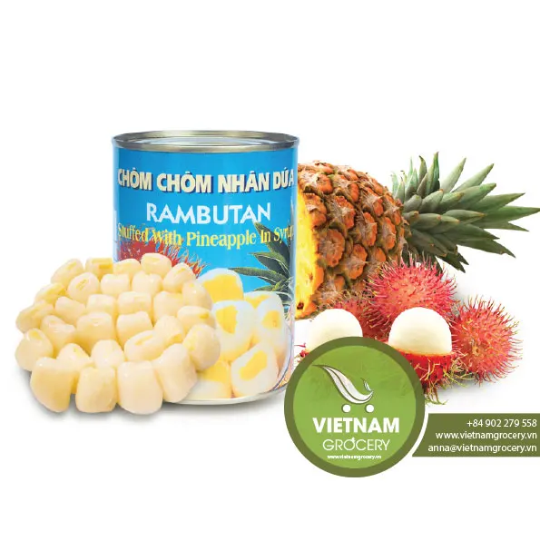 Vietnam Rambutan Stuffed with Pineapple in Syrup 565gr