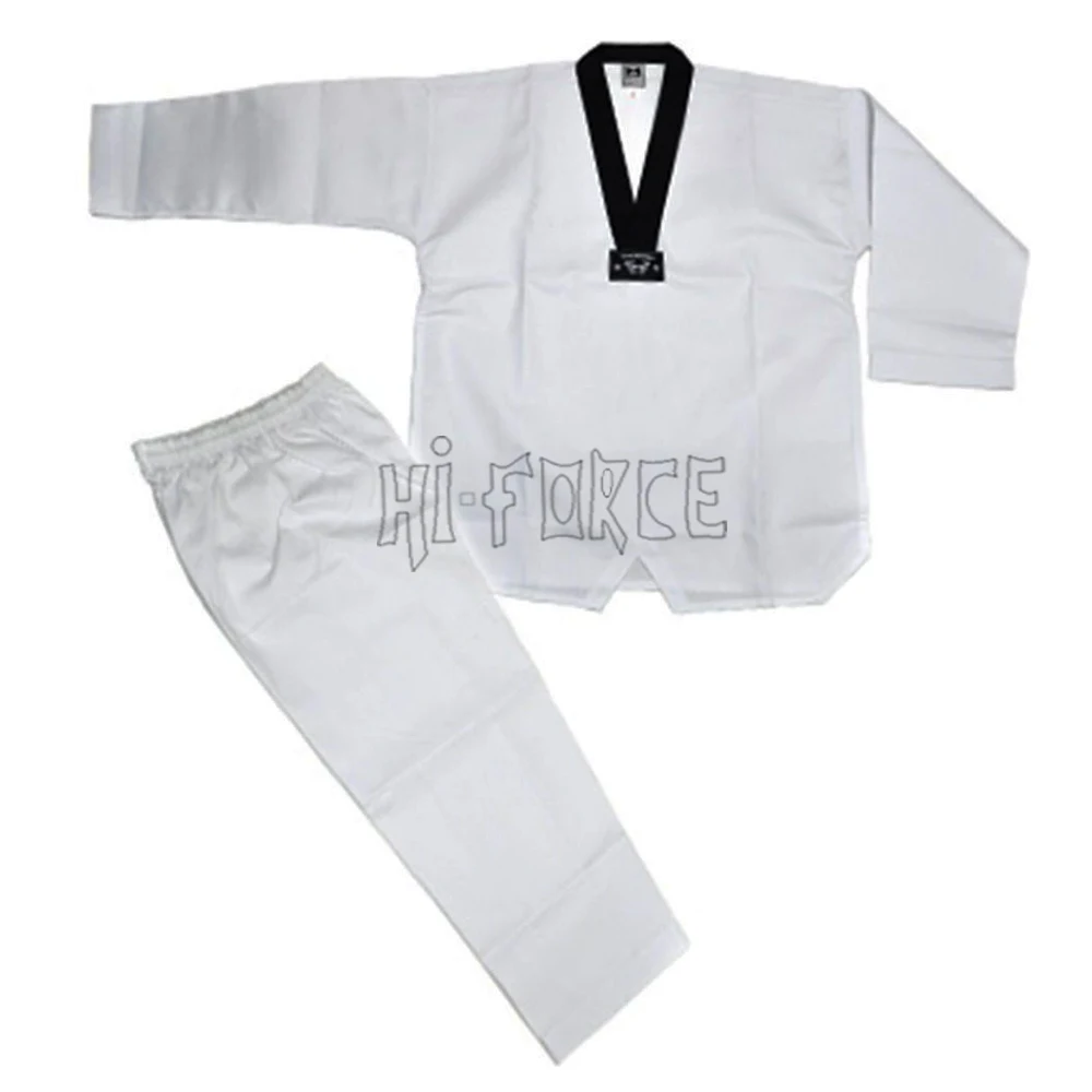 New White Taekwondo Uniforms Itf Dobok Custom Logo Taekwondo Ribbed
