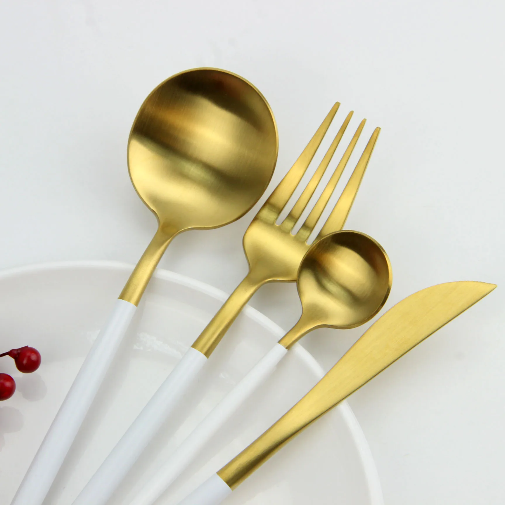 Best Selling 304 Stainless Steel White Gold Korean Cutlery For Wedding