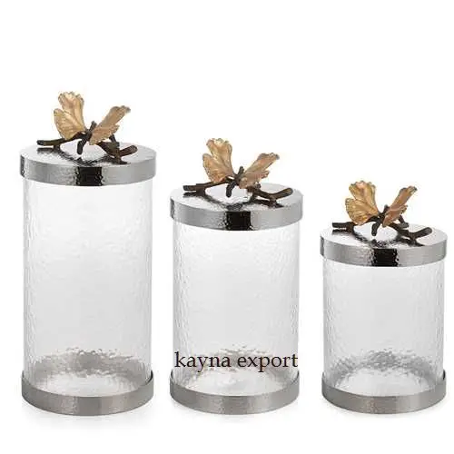 New Latest Design Fancy Decorative Marble Lid Glass Gold Finished Canister Buy New Latest