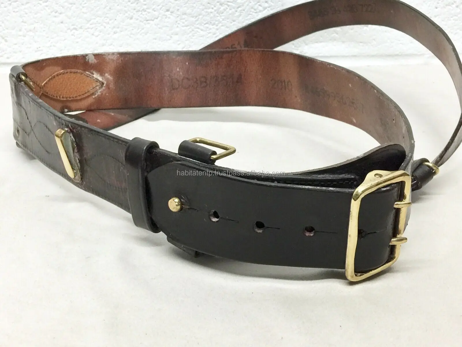 Brand New British Army Officer's Brown Leather Sam Brown Belt Cross ...
