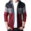 Style men's casual jacket zipper with Hooded sweater men knitted Striped pattern and Cozy sweater