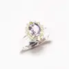 Magnificent Indian Design Sterling Silver 925 Oval Shape Amethyst Stone with Prong Setting Women Ring