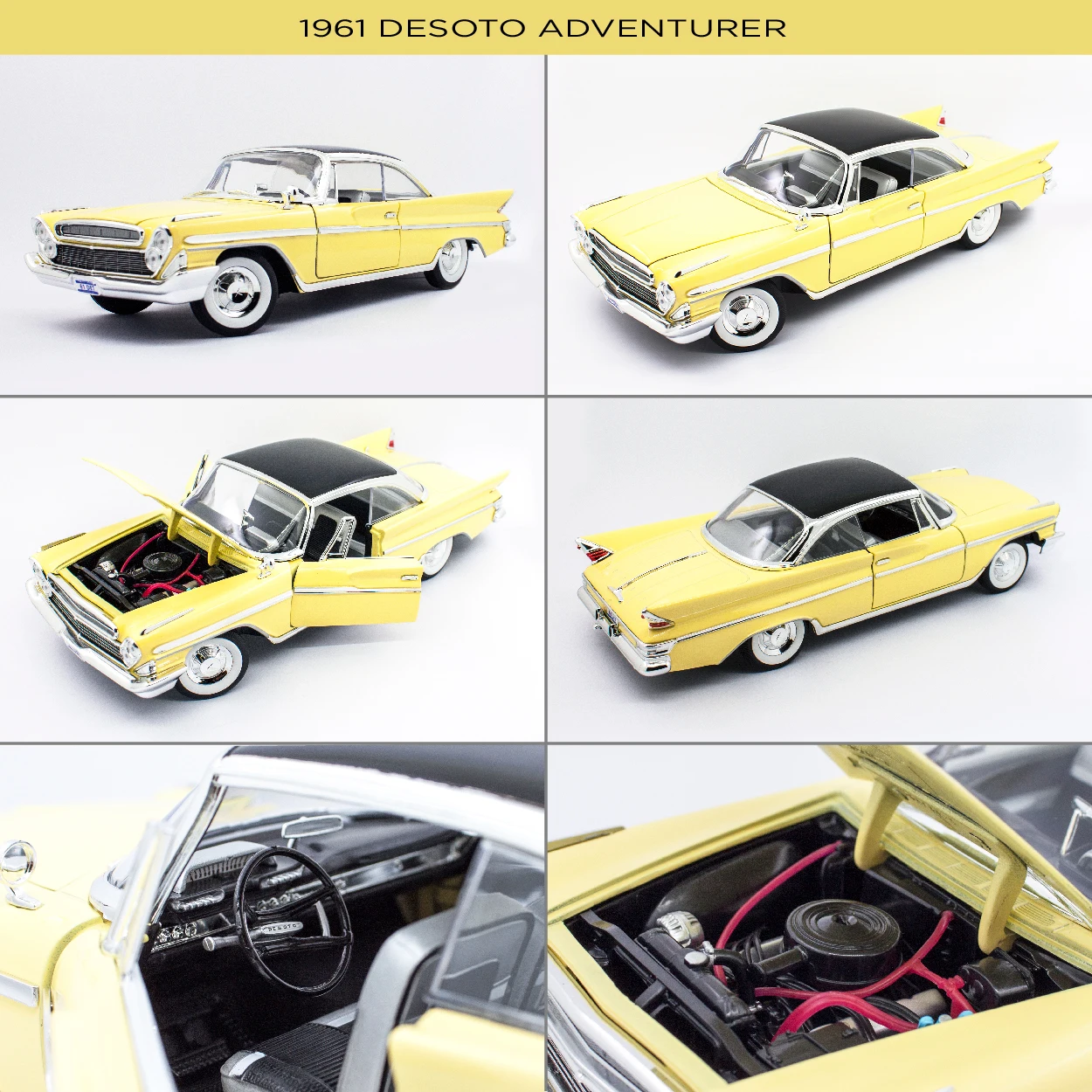 Voiture Miniature 1:18 DeSoto Adventurer 1961 Jaune - Road Signature, Boîte Neuve