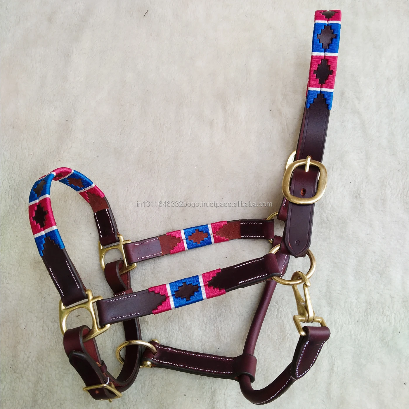 Black and brown leather Exclusive designs Handmade Leather polo halter for horse or pony