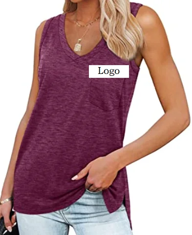 Custom high quality tank top shirts quick dry sleeveless sports fitness women pocket vest custom screen printing logo