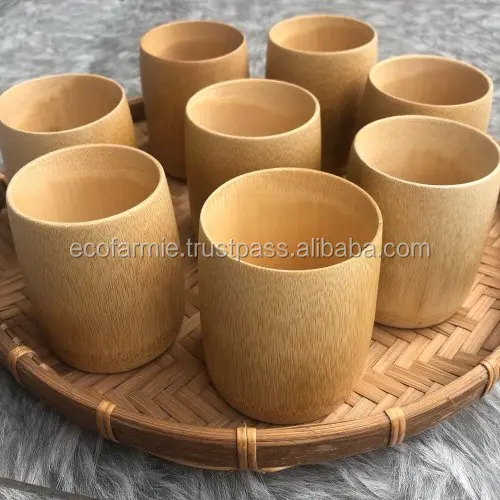 Reusable Handmade Natural Bamboo Cup with Curved Handle - AhaBamboo
