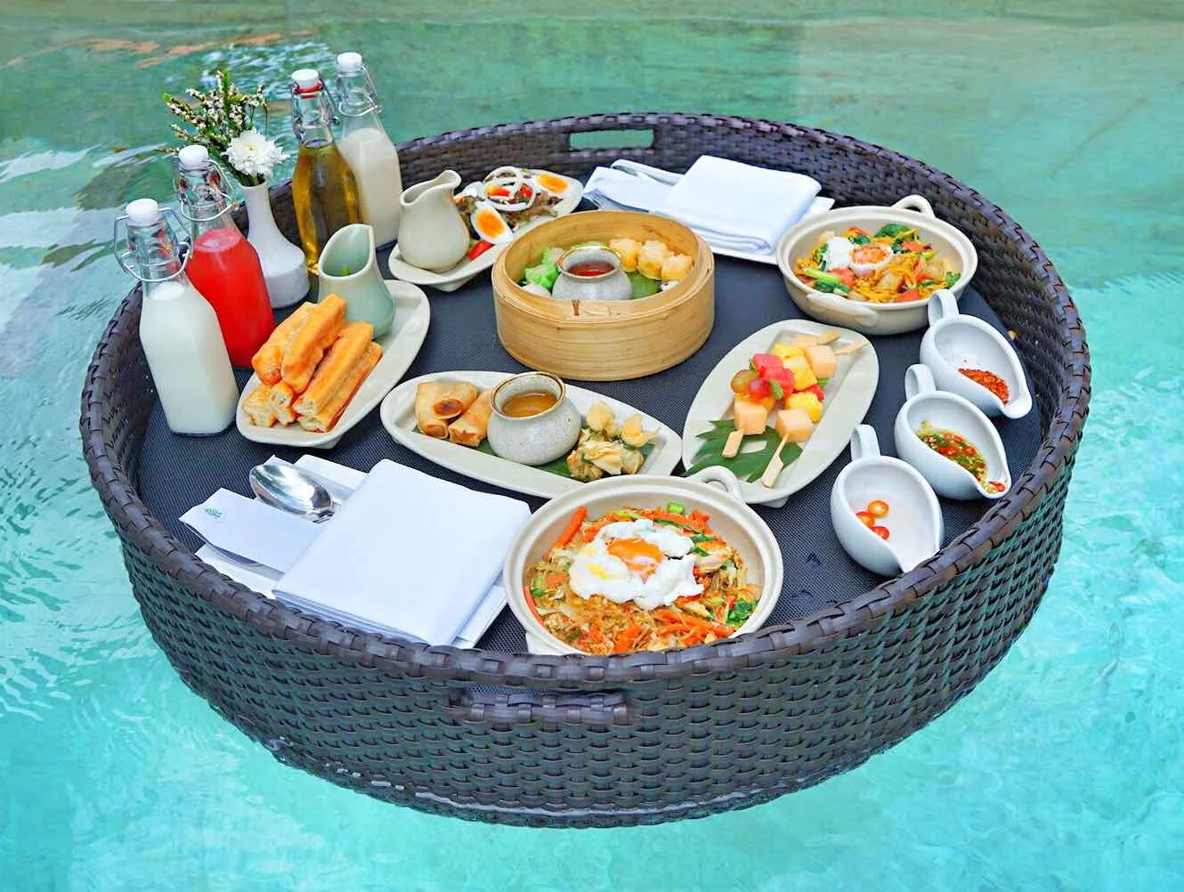 Pool Rattan Poly Floating Breakfast Tray Good Price Swimming Pool