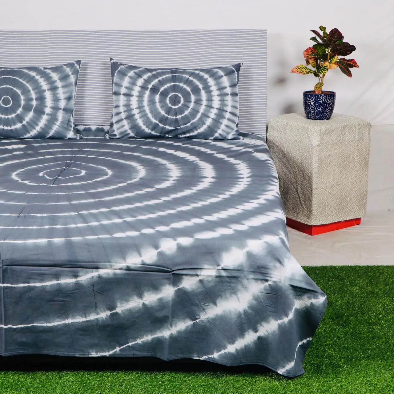 批发床单床上用品套装100% 手工纯棉扎染棉布床单设计师平单