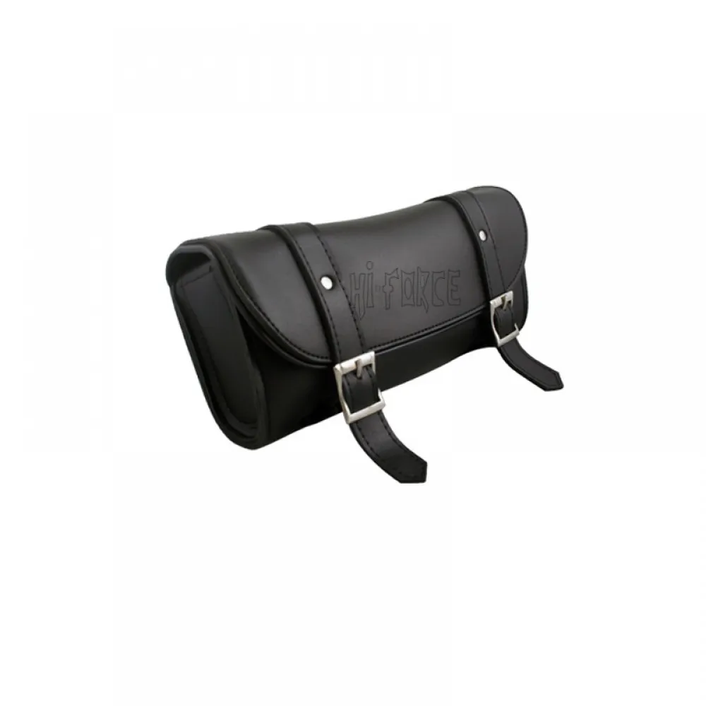 Custom Motorcycle Tool Bag Leather Luggage Black Saddlebag Roll Barrel