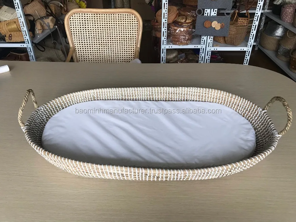 Natural Seagrass Baby Changing Basket With Rope Handle Buy Baby Changing Basket Seagrass Baby