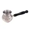 Premium Brass Engraved Turkish Arabic Ibrik Briki Greek Coffee Pot with Wooden Handle, Serve-ware