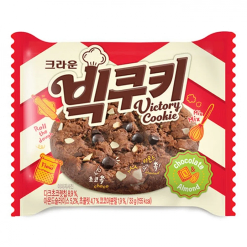 
Crown big cookie 33gx10 pieces x6ea, Korean instant snack, soft taste sweet bread milk digestive cream choco 