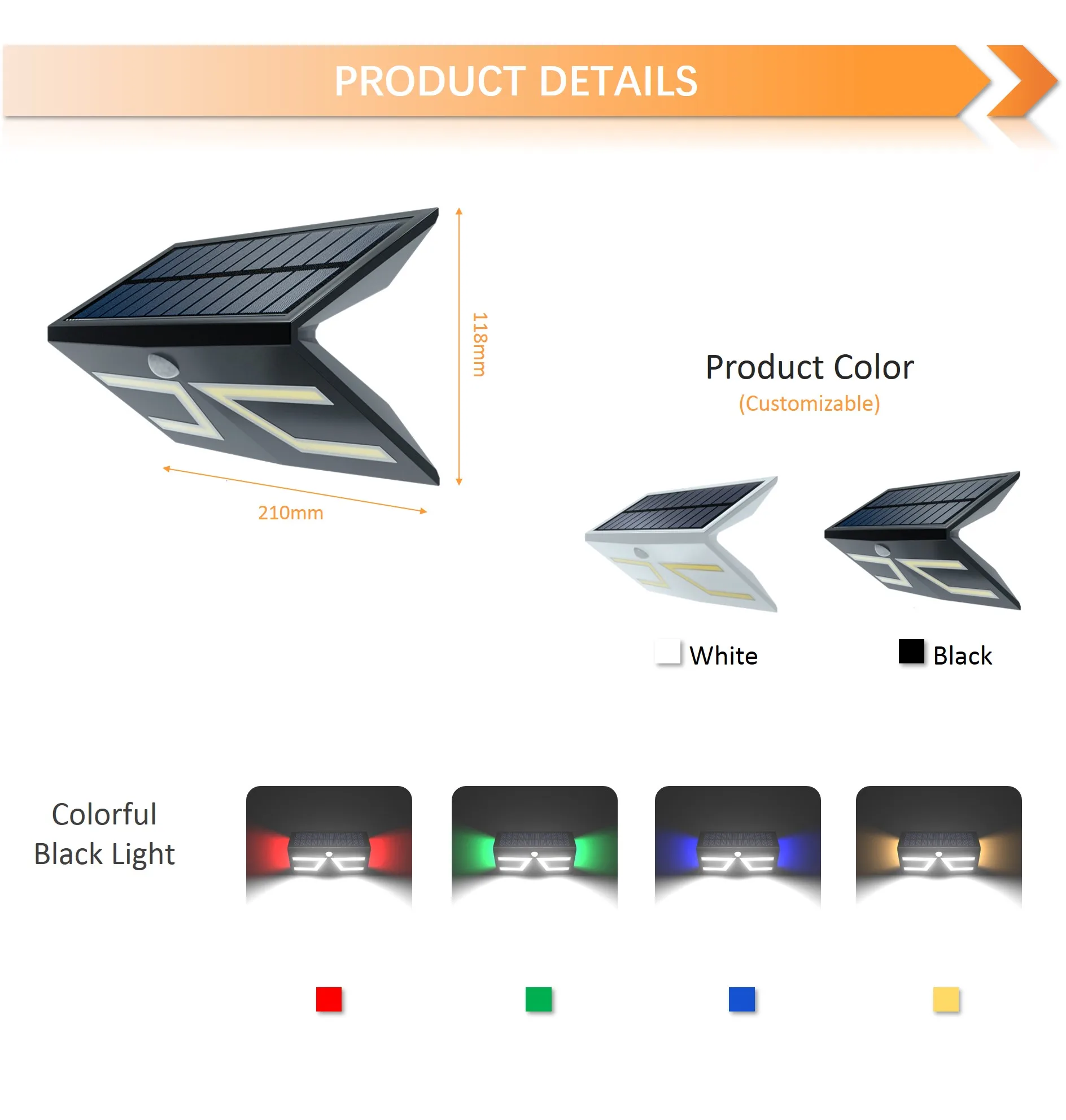 Multifunctional Waterproof  detachable modern sensor solar wall light
