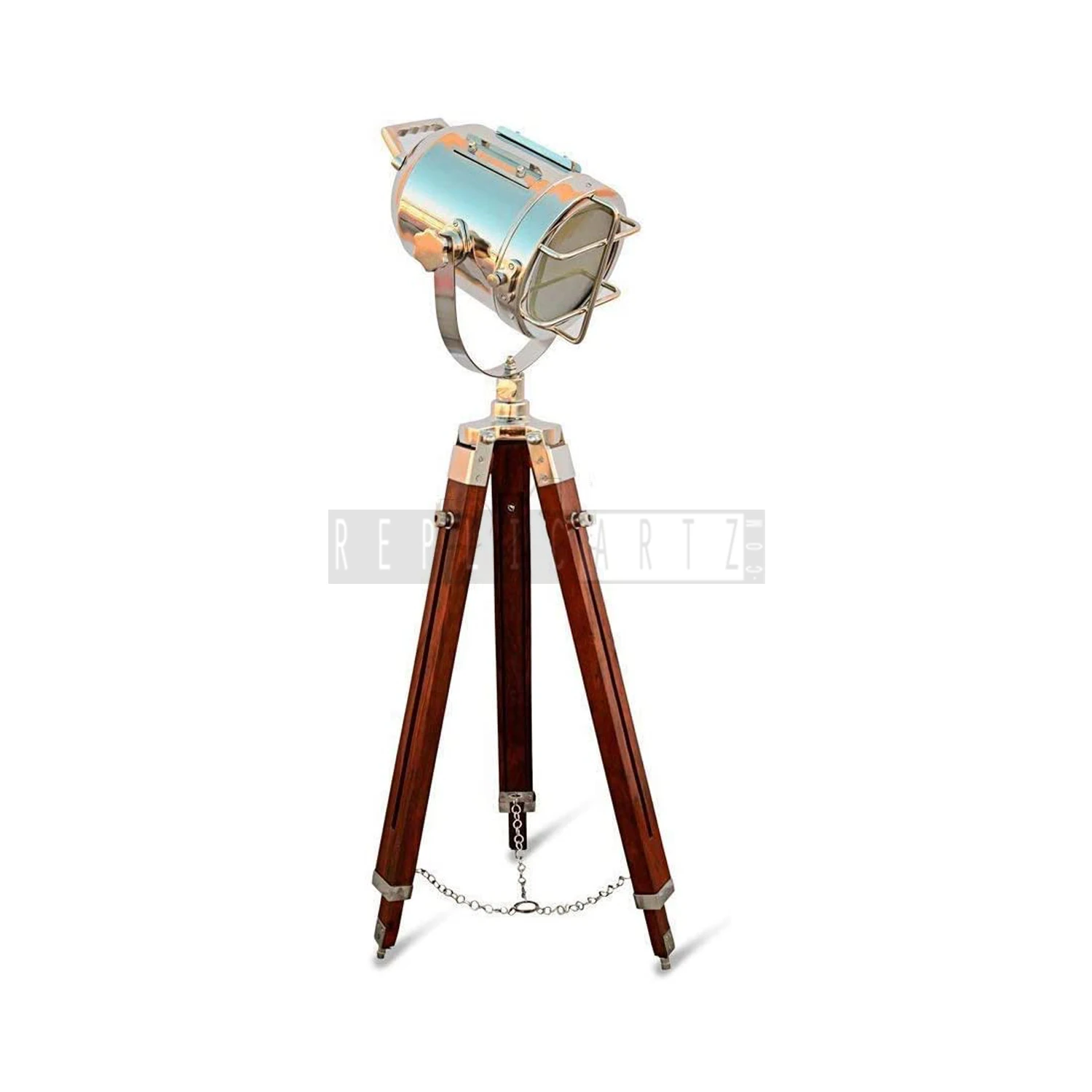 Designer Nautical Spotlight Searchlight Studio Lamp Light Wooden Floor Tripod Stand