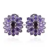 Natural amethyst and CZ gemstone stud 925 sterling silver womens basket cocktail earring